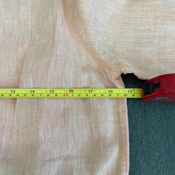 Lauren Ralph Lauren Women's Orange 100% Linen Roll Tab LS Button Up Top, Size M - Picture 5 of 6